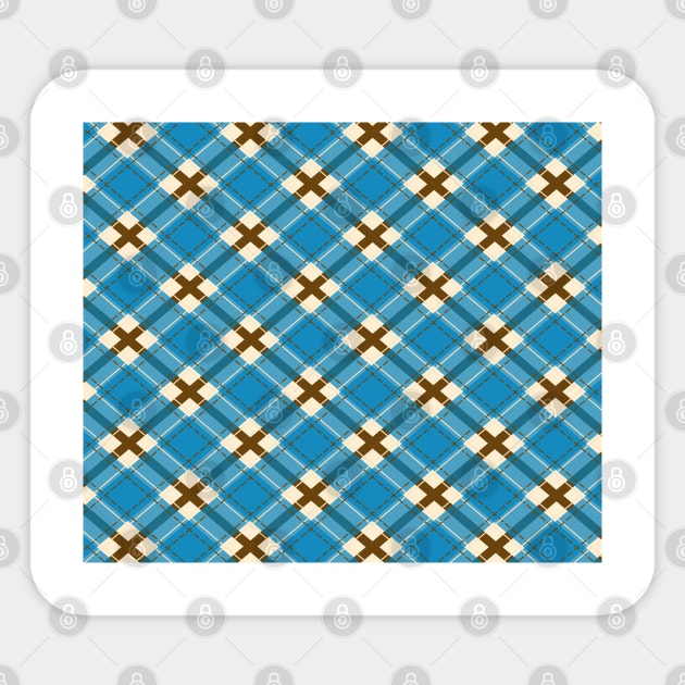 Blue Beige Plaid Sticker by DragonTees